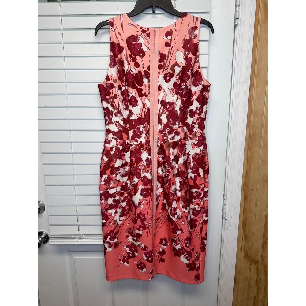 White House Black Market Cherry Blossom Sheath Dress Peach Red Floral Size 12 - Picture 3 of 8